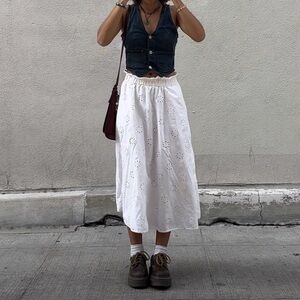 Universal Thread White Eyelet Midi Skirt